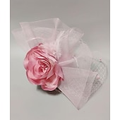 cheap Fascinators-Fascinators Headwear Headpiece Net Veil Hat Wedding Ladies Day With Cap Floral Headpiece Headwear