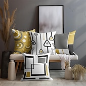 abordables style géométrique-Housse de coussin décorative à motif géométrique bleu, taie d&#039;oreiller carrée douce, pour chambre à coucher, salon, canapé, chaise, 4 pièces