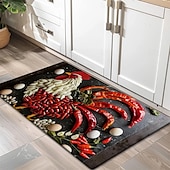 preiswerte Fußmatten-Fischfleisch-Fußmatte, Küchenmatte, Bodenmatte, rutschfester Teppich, ölbeständiger Teppich, Indoor-Outdoor-Matte, Schlafzimmerdeko, Badezimmermatte, Eingangsteppich