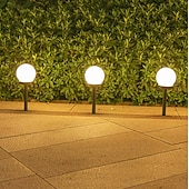 preiswerte Bodenlichter-3 Stück Solar-Gartenlicht, kleines weißes Kugellicht, rundes Kugellicht, LED-Außendekoration, Landschaftsgarten, Villa, Rasenlicht, Bodensteckerlicht, wasserdicht