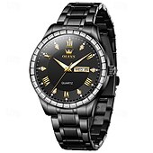 economico Orologi al quarzo-olevs marchio acciaio cinturino orologio da uomo business luminoso doppio calendario semplice orologio al quarzo impermeabile sportivo moda orologio da polso da uomo strass
