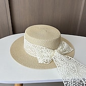 economico Cappelli per feste-berretto Copricapo Acrilico / cotone Paglia Cappello a bombetta / cloche Cappelli da pescatore Cappello di paglia Informale Per eventi Elegante Retrò Con Fiocco Colore Puro Copricapo Copricapo