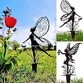 voordelige Patio-decoratie-tuinfeeën metalen tuinkunst. Fairy Aurora is een lentetuinfee. metalen buitendecoratie voor uw terraspotten, gazonbloembedden of tuin. maak uw ruimte magisch