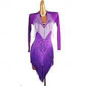 olcso Latin tánc ruházat-Latin tánc Ruha Kristályok / Strasszok Női Teljesítmény Hétköznapi viselet Hosszú ujj Spandex