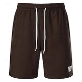 abordables Bermudas estilo casual-Hombre Pantalón corto Pantalones cortos casuales Pantalones cortos de pana Bolsillo Correa Cintura elástica Plano Comodidad Corto Festivos Playa Fin de semana Moda Casual Negro Amarillo Microelástico