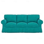 baratos Cobertura de Sofa-Capa de Sofá de 3 Lugares 20% Linho Cor Sólida Acolchoada em Algodão e Linho