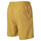 abordables Bermudas estilo casual-Hombre Pantalón corto Pantalones cortos casuales Pantalones cortos de pana Bolsillo Correa Cintura elástica Plano Comodidad Corto Festivos Playa Fin de semana Moda Casual Negro Amarillo Microelástico