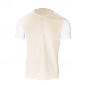 cheap Casual Henley Tee-Men&#039;s Waffle Tee Button T Shirt T Shirt Waffle Henley Shirt Short Sleeve Henley Spring &amp; Summer Color Block Fashion Designer Basic Patchwork Vacation Street Going out Black White Royal Blue Top Tee