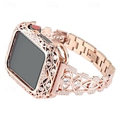 رخيصةأون عصابات Apple Watch-سوار مجوهرات متوافق مع Apple Watchband 38 مم 40 مم 41 مم 42 مم 44 مم 45 مم 49 مم بلينغ الماس قابل للتعديل متنفس ستانلس ستيل حجر كريم استبدال حزام الساعة إلى iwatch Ultra 2 Series 9 8 7 SE 6 5 4 3 2 1