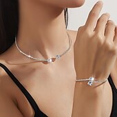 ieftine Seturi de Bijuterii-Seturi de bijuterii 2 buc Aliaj Coliere Brățări Pentru femei Elegant Epocă Modă Geometric Geometric Shape Set de bijuterii Pentru Nuntă Petrecere Aniversare