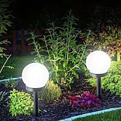 preiswerte Bodenlichter-3 Stück Solar-Gartenlicht, kleines weißes Kugellicht, rundes Kugellicht, LED-Außendekoration, Landschaftsgarten, Villa, Rasenlicht, Bodensteckerlicht, wasserdicht