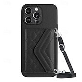 baratos Capas para iPhone-telefone Capinha Para iPhone 16 iPhone 15 Pro Max Plus iPhone 14 13 12 11 Pro Max Plus Mini SE Capa traseira Com Suporte com cordão Slot para cartão Retro TPU Couro PU
