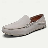 levne Neformální-pánské béžové semišové mokasíny – lehké neformální slip-on boty s měkkou podrážkou pro každodenní pohodlí