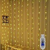 お買い得  USB電源-3m * 1m ストリングライト 100 LED 1個 温白色 マルチカラー ネットホワイト 人工植物ライト 屋内 パーティー USBパワード