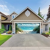 tanie Osłony drzwi garażowych-letnie wakacje na plaży baner na osłonę drzwi garażowych piękna duża dekoracja tła na zewnętrzne drzwi garażowe dekoracje ścienne domu impreza impreza parada