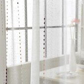 cheap Sheer Curtains-One Panel Modern Minimalist Style Vertical Striped Imitation Linen Curtain Living Room Bedroom Dining Room Semi Transparent Window Screen