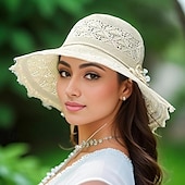 abordables refrigeración calefacción-Sombrero de paja de ala ancha para mujer, sombrero de playa flexible con lazo, sombrero de verano con protección UV, visera plegable para viajes al aire libre