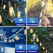 cheap Solar String Lights-Solar String Lights Outdoor Weatherproof with Remote, Solar Powered LED Edison Bulb Outdoor String Lights for Outside Patio Backyard Fence Halloween Christmas Decorations