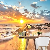 abordables Papel pintado-Fondos de pantalla geniales, papel tapiz de playa y puesta de sol, mural de pared, pegatina de pared que cubre la impresión, despegar y pegar, autoadhesivo extraíble, bosque secreto, PVC/vinilo,
