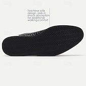 baratos Tênis de couro premium-Homens Tênis Tênis sociais Couro Couro de grão integral italiano Antiderrapante Com Cadarço Preto