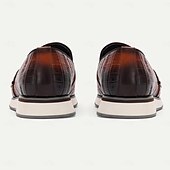 ieftine Mocasini din piele premium-mocasini barbati piele negru maro model crocodil catarama metalica