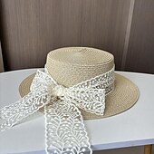 economico Cappelli per feste-berretto Copricapo Acrilico / cotone Paglia Cappello a bombetta / cloche Cappelli da pescatore Cappello di paglia Informale Per eventi Elegante Retrò Con Fiocco Colore Puro Copricapo Copricapo