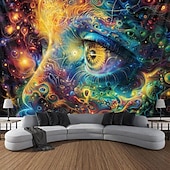cheap Blacklight Tapestries-Blacklight Tapestry UV Reactive Glow in the Dark Glow Party Neon Arty Woman Psychedelic Trippy Misty Hanging Tapestry Wall Art Mural for Living