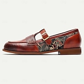 cheap Premium Leather Sandals-Men&#039;s Sandals Loafers &amp; Slip-Ons Leather Shoes Leather Italian Full-Grain Cowhide Breathable Comfortable Slip Resistant Elastic Band Slip-on Buckle Brown