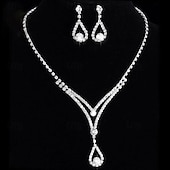 abordables Parures de Bijoux-un parure de bijoux de mariée 1 Alliage Boucles d&#039;oreilles Collier Femmes Luxe Mignon Joie Géométrique Parure de Bijoux Pour Soirée