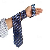 cheap Men&#039;s Ties &amp; Bow Ties-1Pc Man Necktie Width 8cm Blue Plaid Bridegroom Groomsman Tie Business Manager Tie