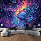 cheap Blacklight Tapestries-Blacklight Tapestry UV Reactive Glow in the Dark Glow Party Neon Arty Woman Psychedelic Trippy Misty Hanging Tapestry Wall Art Mural for Living