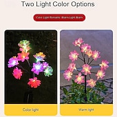 Недорогие Ландшафтные огни-светодиодный имитационный цветок на солнечной батарее, 8 режимов, светильник для газона, цветок камелии, уличный водонепроницаемый садовый светильник, вилла, парк, двор, лужайка, дорожка, ландшафтное