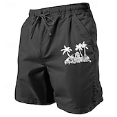cheap Classic-Coconut Tree Men&#039;s Cotton Linen Shorts Summer Hawaiian Shorts Beach Shorts Print Drawstring Elastic Waist Breathable Soft 20% Linen Shorts Casual Daily Holiday Streetwear