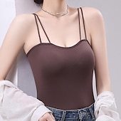 preiswerte Tank-Shirts &amp; kurze Jäckchen für Damen-Damen Unterhemd Trägertop Basic ärmellose reguläre Oberteile Trägerlos Weiß Braun Grau Sommer