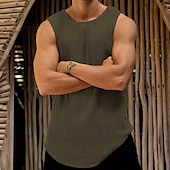 cheap Tank Tops-Male Camis Sleeveless Scoop Neck Summer Solid / Plain Color Yellow Dark Green Khaki Top Tee for Men