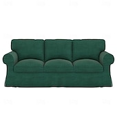 baratos Cobertura de Sofa-Capa de Sofá de 3 Lugares 20% Linho Cor Sólida Acolchoada em Algodão e Linho