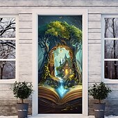 preiswerte Türabdeckungen-magische Flasche Türabdeckungen Wandbild Dekor Tür Wandteppich Tür Vorhang Dekoration Hintergrund Tür Banner abnehmbar für Haustür Indoor Outdoor Haus Zimmer Dekoration Bauernhaus Dekor liefert