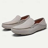 levne Neformální-pánské béžové semišové mokasíny – lehké neformální slip-on boty s měkkou podrážkou pro každodenní pohodlí