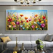 cheap Floral/Botanical Paintings-Mintura Handmade Abstract Texture Flower Oil Paintings On Canvas Wall Art Decoration Modern Picture For Home Decor Rolled Frameless Unstretched Painting