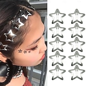 baratos Acessórios de penteados-10 pçs 1.61 &quot;estrela grampos de cabelo snap presilhas de cabelo antiderrapante estrela acessórios para o cabelo para meninas mulheres 2000s y2k prata metal grampos de cabelo