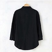 economico Casual da lavoro-Per uomo Camicia camicia di lino Camicia con colletto cinese Camicia con colletto alla coreana Maglietta informale Camicia di cotone Liscio Da mare Hawaiano Nero Bianco Verde militare Manica a 3/4 A