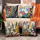 baratos estilo floral e plantas-1 pçs Veludo Cobertura de Almofada, Imprimir Simples Casual Quadrada Tradicional Clássico