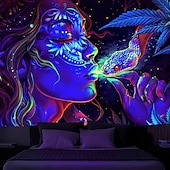 economico Arazzi Blacklight-arazzo a luce nera uv reattivo fosforescente festa fosforescente neon donna marijuana psichedelico psichedelico nebbioso appeso arazzo arte murale per soggiorno