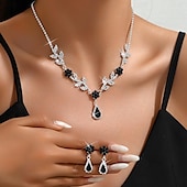 abordables Parures de Bijoux-Nuptiales Parures 2 Strass 1 Collier Boucles d&#039;Oreilles Femme Elégant Doux Adorable Géométrique Amour Précieux Parure de Bijoux Pour Mariage Cadeau