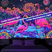 Χαμηλού Κόστους Μαύρισμα ταπετσαρία-blacklight ταπετσαρία uv αντιδραστική λάμψη στη σκοτεινή λάμψη πάρτι νέον φλαμίνγκο ζώο ψυχεδελικό trippy misty κρεμαστή ταπετσαρία τοίχου τοιχογραφία για κρεβατοκάμαρα σαλονιού