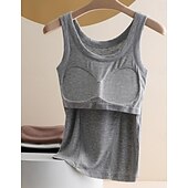 preiswerte Tank-Shirts &amp; kurze Jäckchen für Damen-Damen Top Camisole Basic Ärmellos Reguläre Tops Rundhalsausschnitt Schwarz Weiß Braun Grau Sommer
