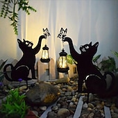 economico Luci paesaggistiche-1/2 pz lampada da giardino solare a led per esterni gatto nero per la decorazione del giardino da giardino halloween natale capodanno festa di nozze lampada da percorso solare lampada da gatto in ferro nero impermeabile
