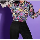 お買い得  衣装-男性用 レトリ／ヴィンテージ ヒッピー 1970年代 コスチュームアクセサリーセット ブラウス / シャツ コスプレウィッグ  のために  ハロウィーン マスカレード