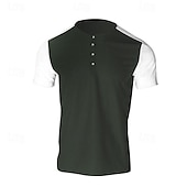 cheap Casual Henley Tee-Men&#039;s Waffle Tee Button T Shirt T Shirt Waffle Henley Shirt Short Sleeve Henley Spring &amp; Summer Color Block Fashion Designer Basic Patchwork Vacation Street Going out Black White Royal Blue Top Tee