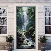 billige Dørdeksler-landskap foss dør dekker dør billedvev dør gardin dekorasjon bakteppe dør banner for inngangsdør gårdshus ferie fest dekor forsyninger